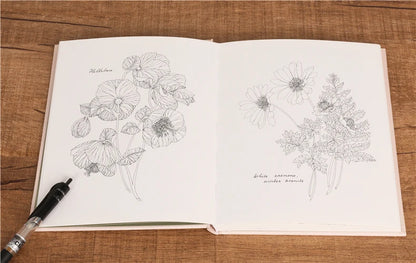 The Flower Year Colouring book