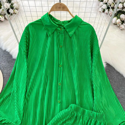 Fashion New Women Solid Casual Loose Two Pieces Set