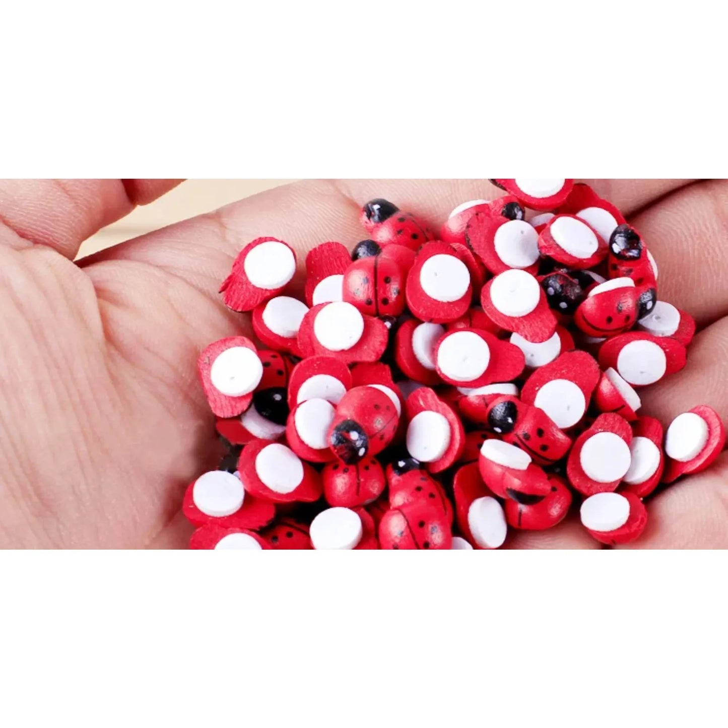 100Pcs Mini Wooden Ladybird Ladybug