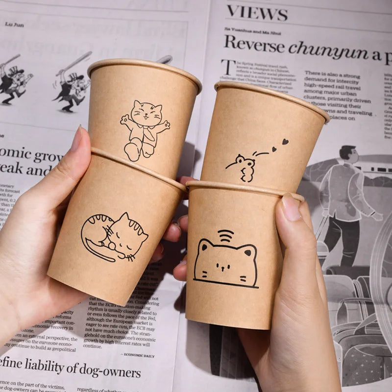 50PCS Disposable Biodegradable Paper Cup