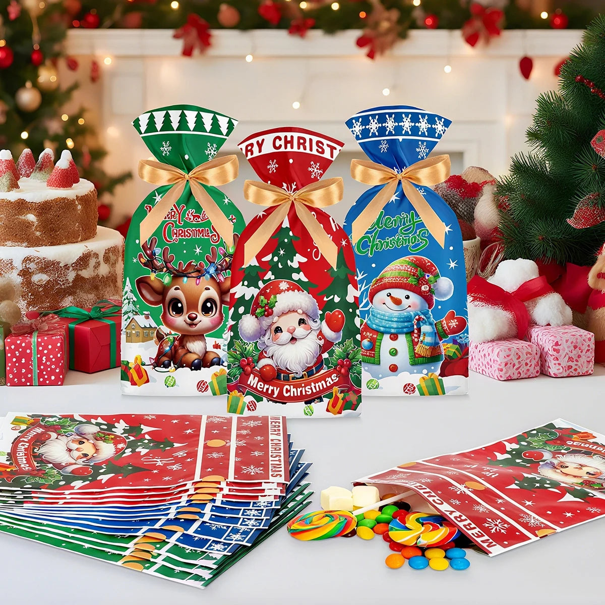 Christmas Drawstring Gift Bags
