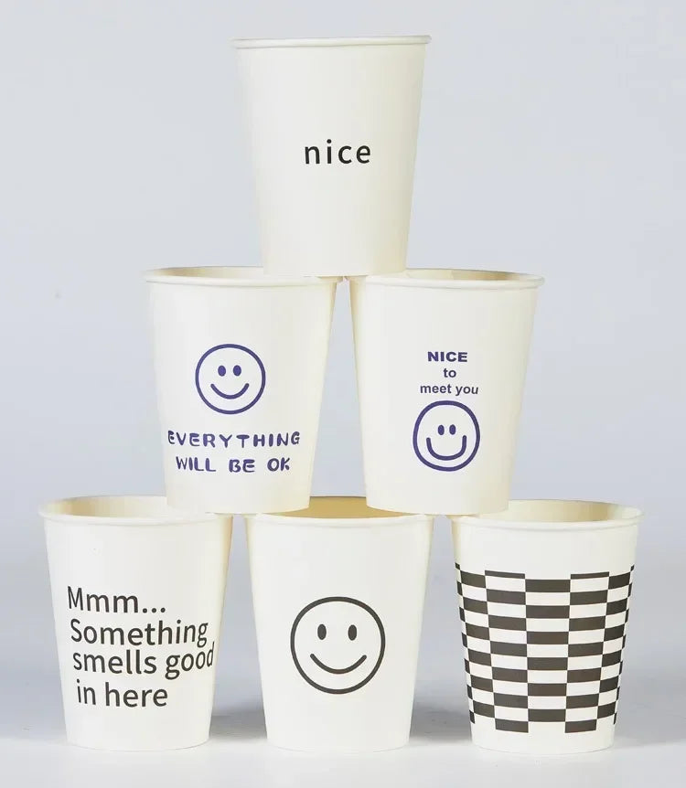 50pcs 250ml  White Paper Cups