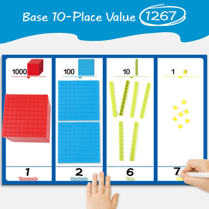 Kid Base Ten Blocks for Math Cubes Digital Montessori Learning Decimal 3D Place Value Number Blocks Counting Cube Toy Teach Aid