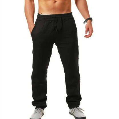 Men's Lightweight Long Pants Summer Solid Color Breathable Loose