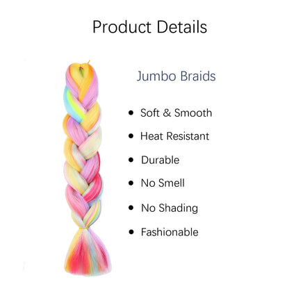 Jumbo Braiding Hair Rainbow Colors Extensions Fi