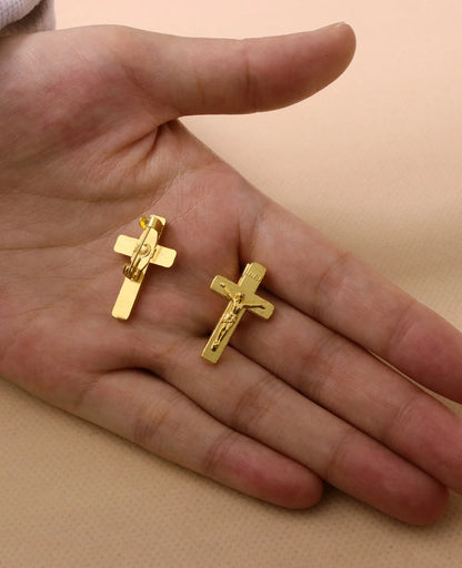 15Pcs Crucifix Cross Brooches Christian INRI Cross Badges Lapel Pin