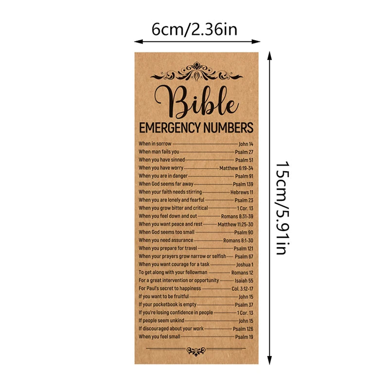 50 Pcs Bible Verse Bookmarks With Emergency Numbers – Christian Gift For Church Welcome