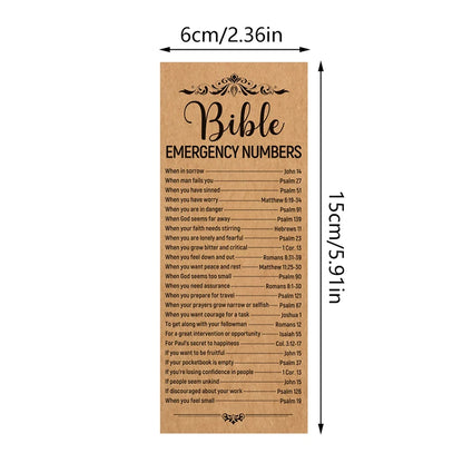 50 Pcs Bible Verse Bookmarks With Emergency Numbers – Christian Gift For Church Welcome