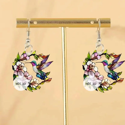 2D Acrylic Hummingbird Earrings