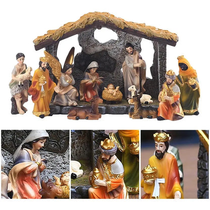 Christmas Nativity Set 12pcs/set Resin Christmas Figurines Nativity Scene