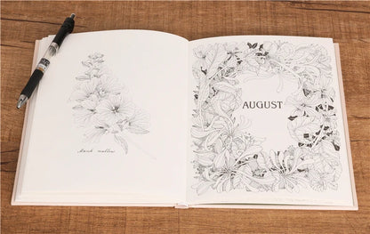 The Flower Year Colouring book