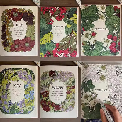 The Flower Year Colouring book