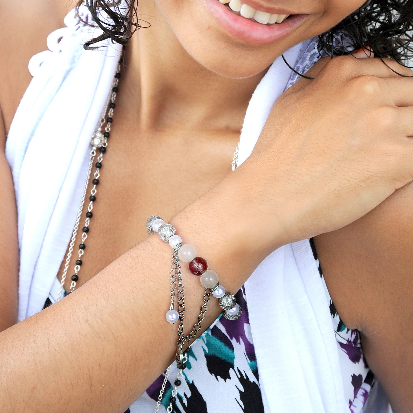 Glass Beads Bracelet Making Kits 28 Colors 8mm Crystal Beads Round Gemstone