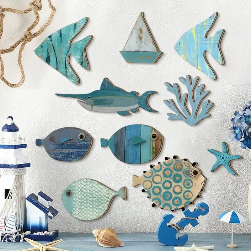 10pcs/set Fish Wall Decor