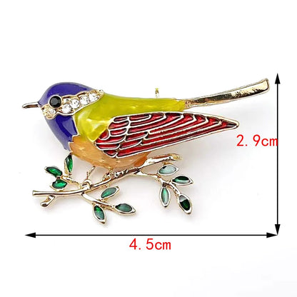 Multi Color Rhinestone Enamelled Bird broach