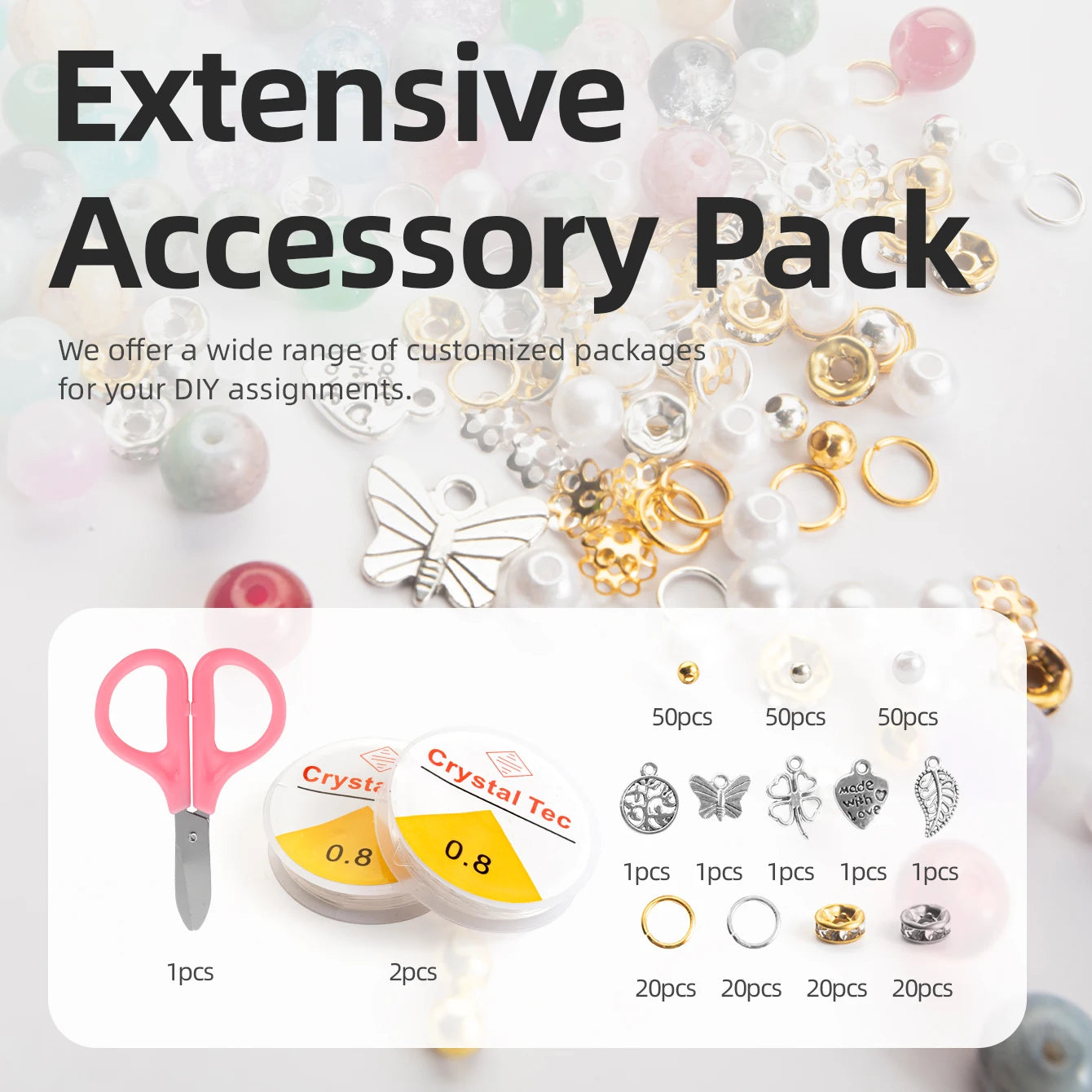 Glass Beads Bracelet Making Kits 28 Colors 8mm Crystal Beads Round Gemstone