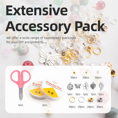 Glass Beads Bracelet Making Kits 28 Colors 8mm Crystal Beads Round Gemstone