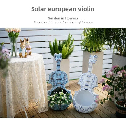 European Style Violin Planter Artistic Flower Pot