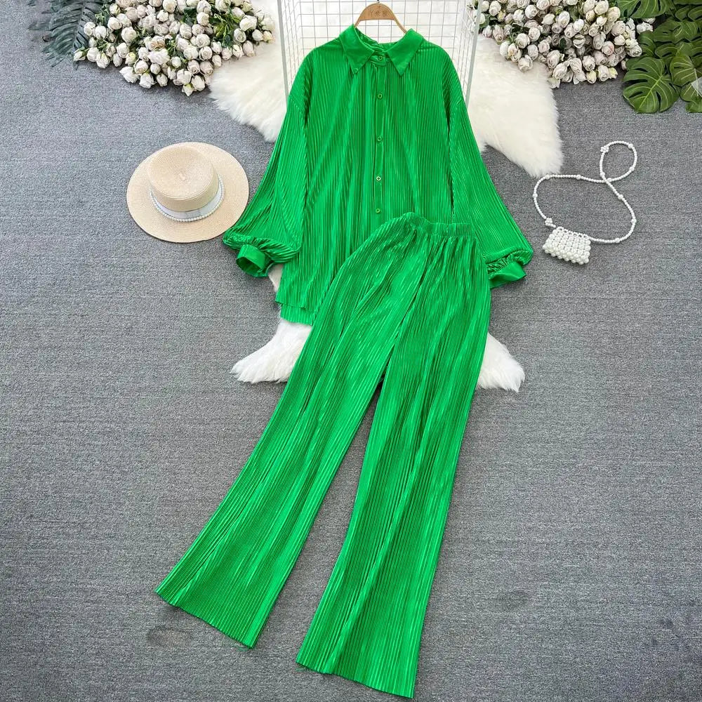 Fashion New Women Solid Casual Loose Two Pieces Set