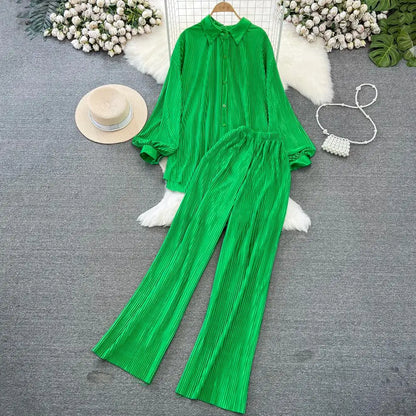 Fashion New Women Solid Casual Loose Two Pieces Set