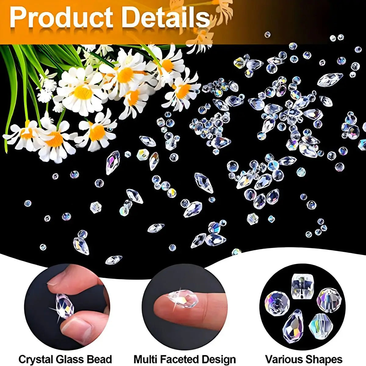 300pcs Crystal Glass Beads Mixed