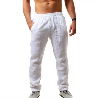 Men's Lightweight Long Pants Summer Solid Color Breathable Loose