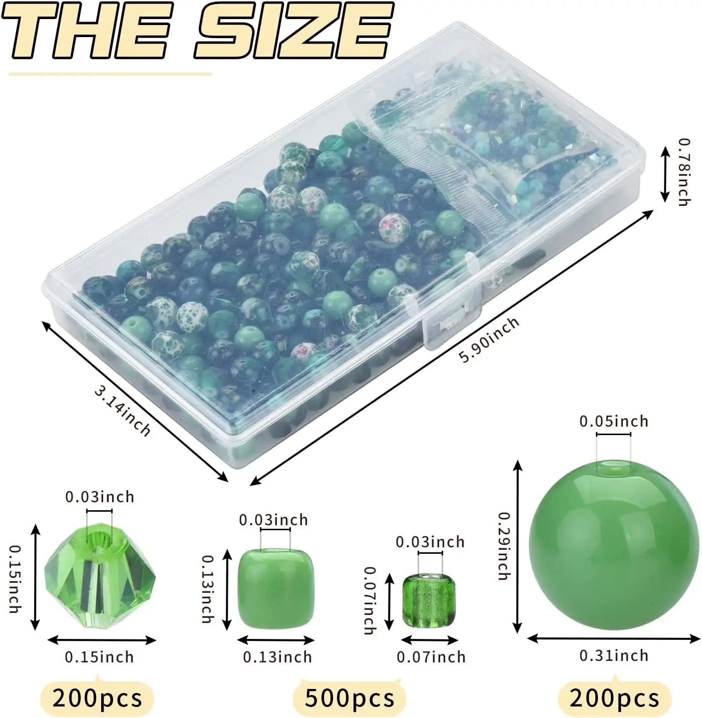 Glass Beads Jewelry Making Kit Green Color Glass Round Loose Beads