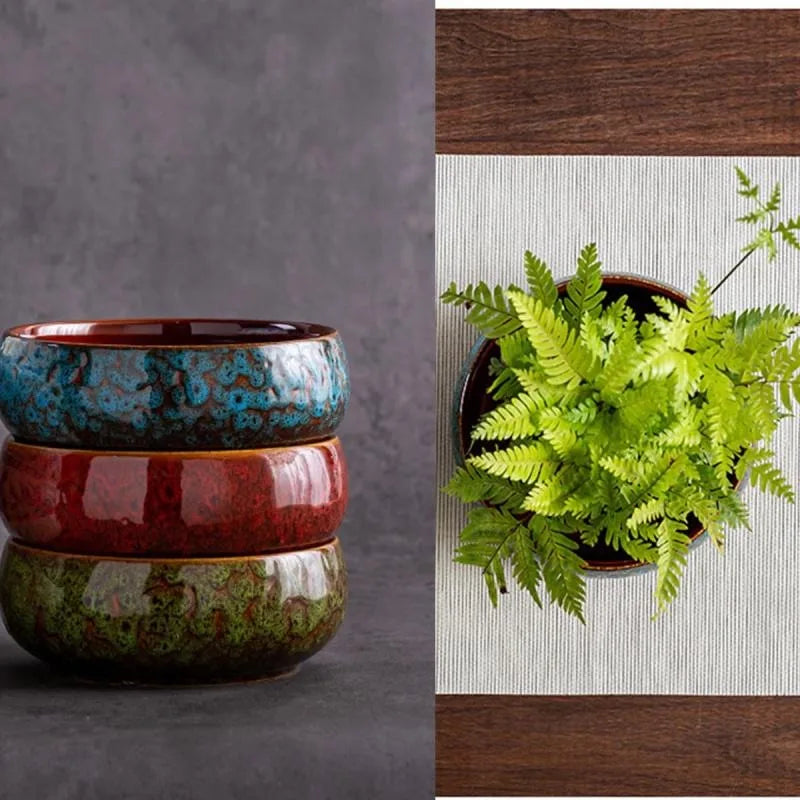 Lotus Planter Ceramic Glazed Bowl-Water Garden Planter for Lotus