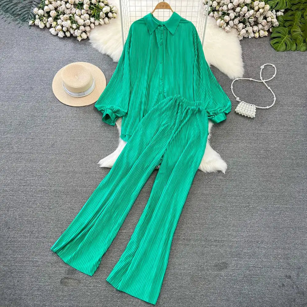 Fashion New Women Solid Casual Loose Two Pieces Set