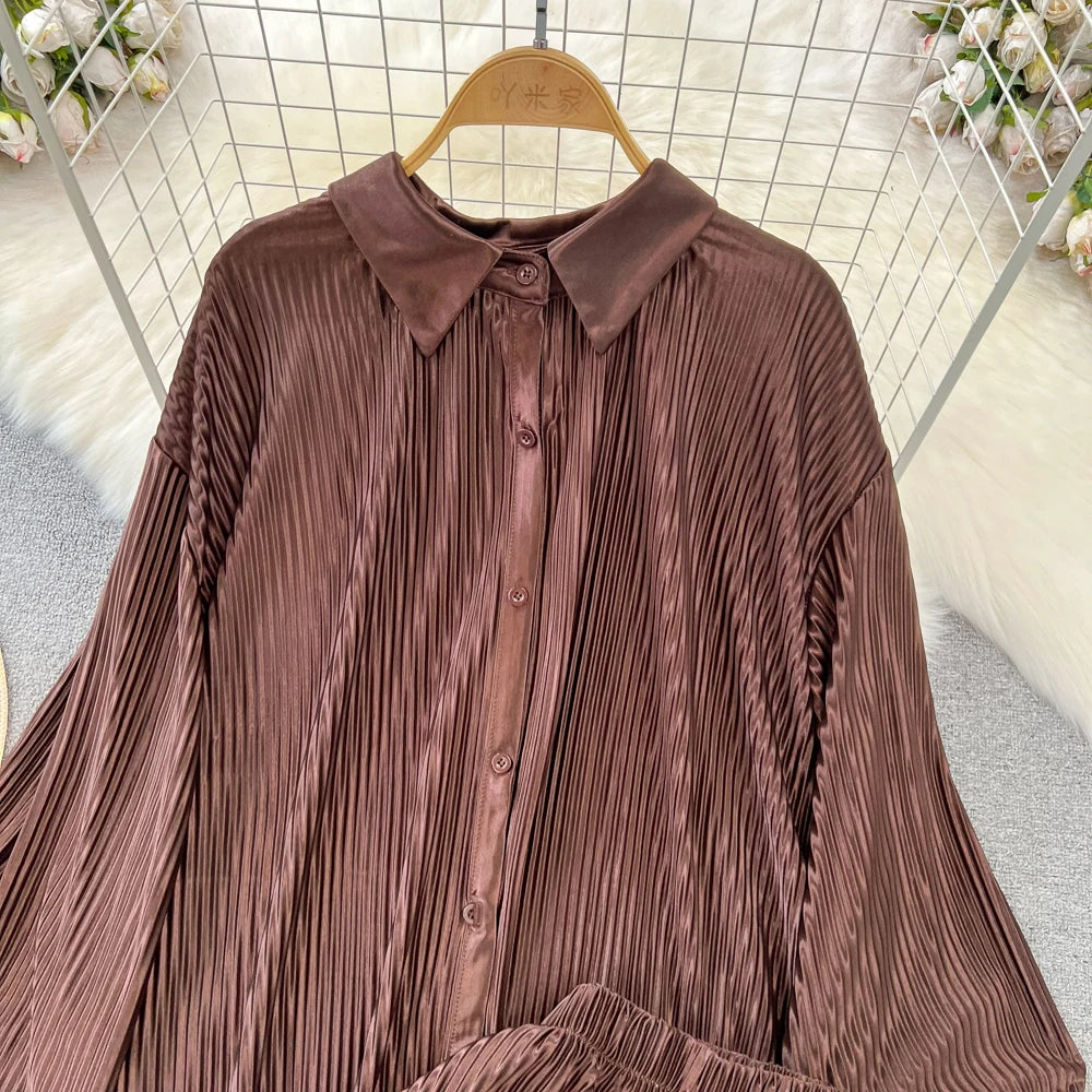 Fashion New Women Solid Casual Loose Two Pieces Set