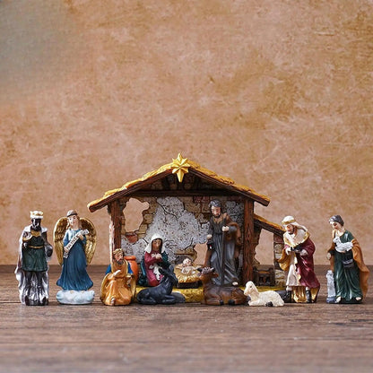 12pcs Christmas Nativity Figurines Set, Jesus Manger Scene Resin