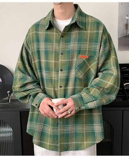 10XL Men Shirt Plaid Long Sleeve Plus Size 6XL 7XL 8XL 9XL