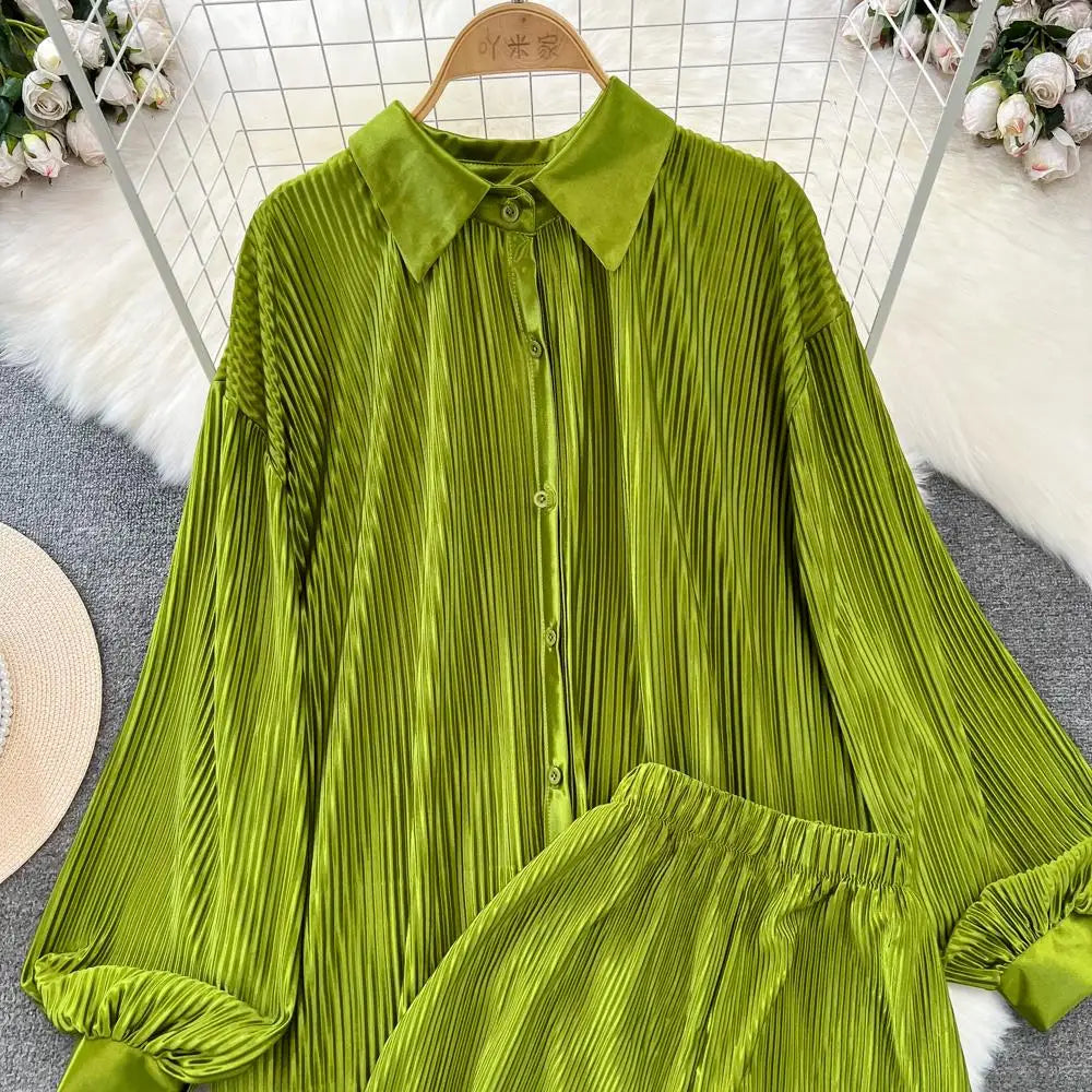 Fashion New Women Solid Casual Loose Two Pieces Set