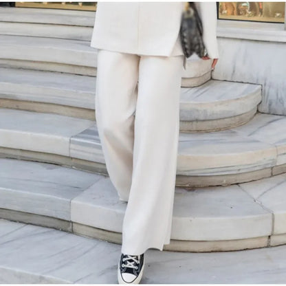 Split Turtleneck Women  sweater and Wide Leg Pants