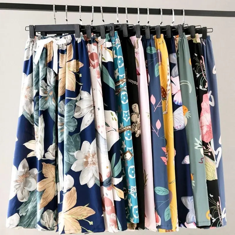 Flower Pajama Pants Summer Women's Loose