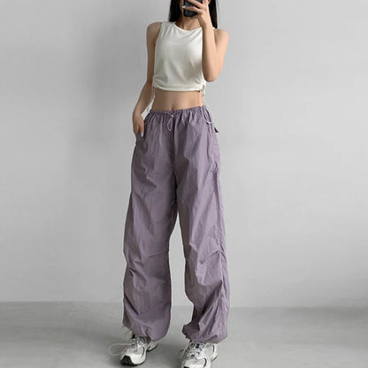 Lightweight  Wide Leg Cargo Pants