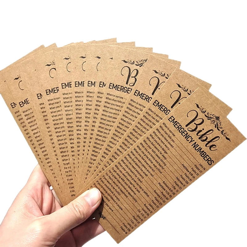 50 Pcs Bible Verse Bookmarks With Emergency Numbers – Christian Gift For Church Welcome