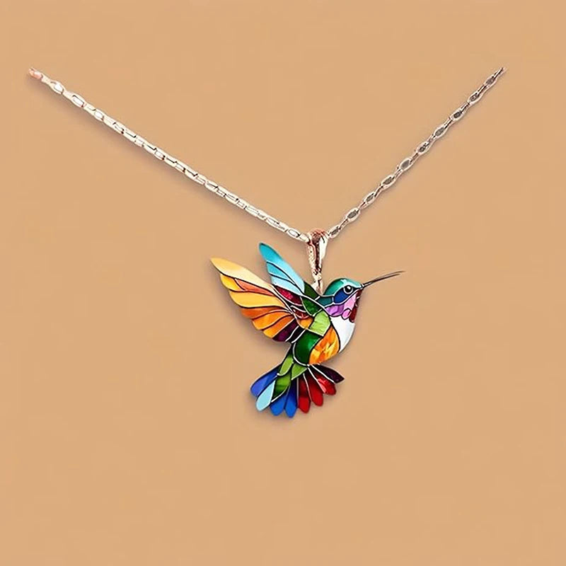 Alloy Colorful Hummingbird necklace
