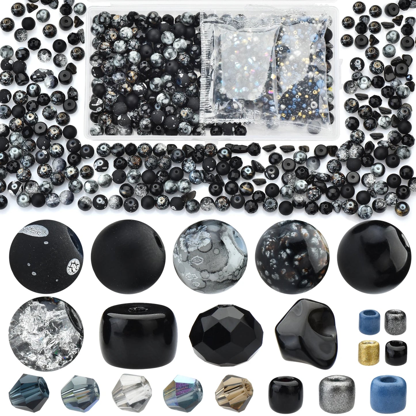 Glass Beads Jewelry Making Kit Green Color Glass Round Loose Beads