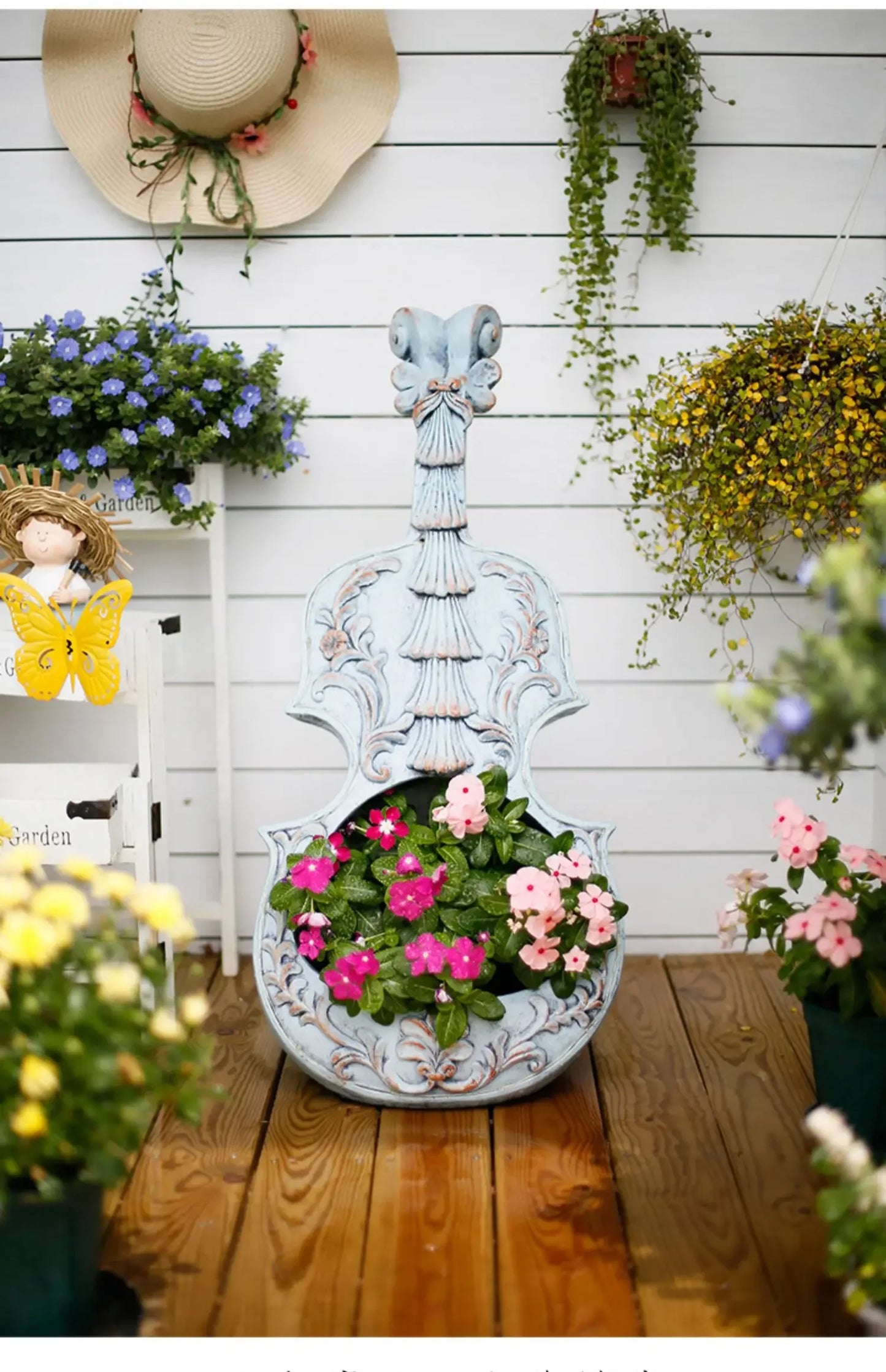 European Style Violin Planter Artistic Flower Pot