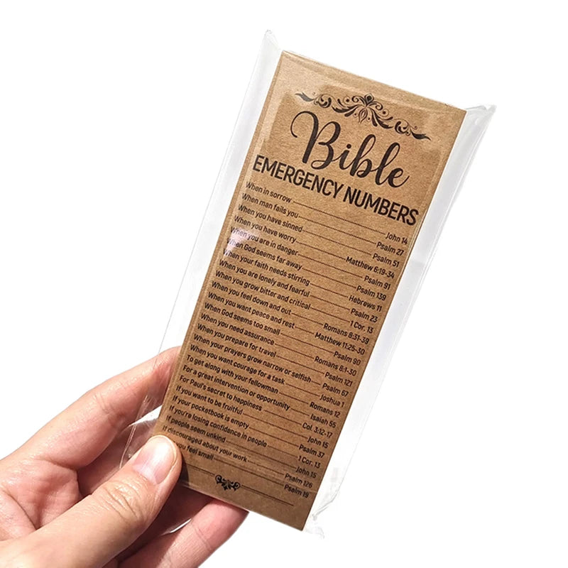 50 Pcs Bible Verse Bookmarks With Emergency Numbers – Christian Gift For Church Welcome