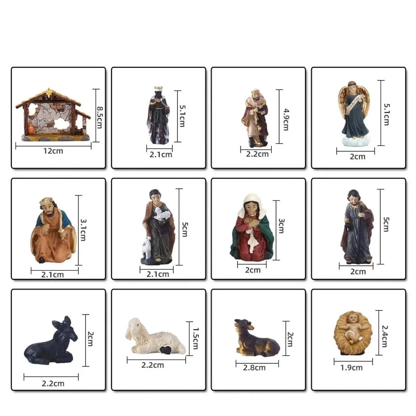 12pcs Christmas Nativity Figurines Set, Jesus Manger Scene Resin