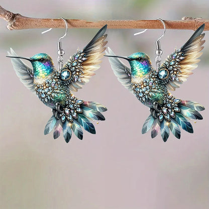 2D Acrylic Hummingbird Earrings