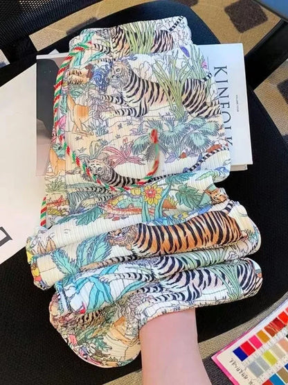 Tiger Print Wide Leg Pants