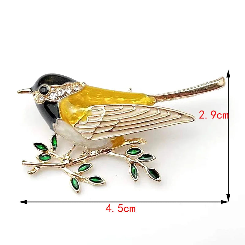 Multi Color Rhinestone Enamelled Bird broach