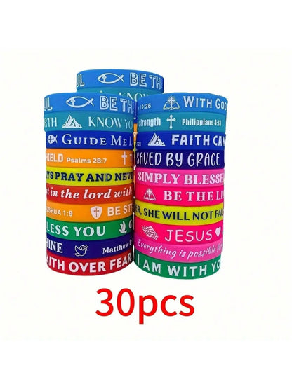 20/30/40pcs Silicone Bracelets Bulk christian bible verse