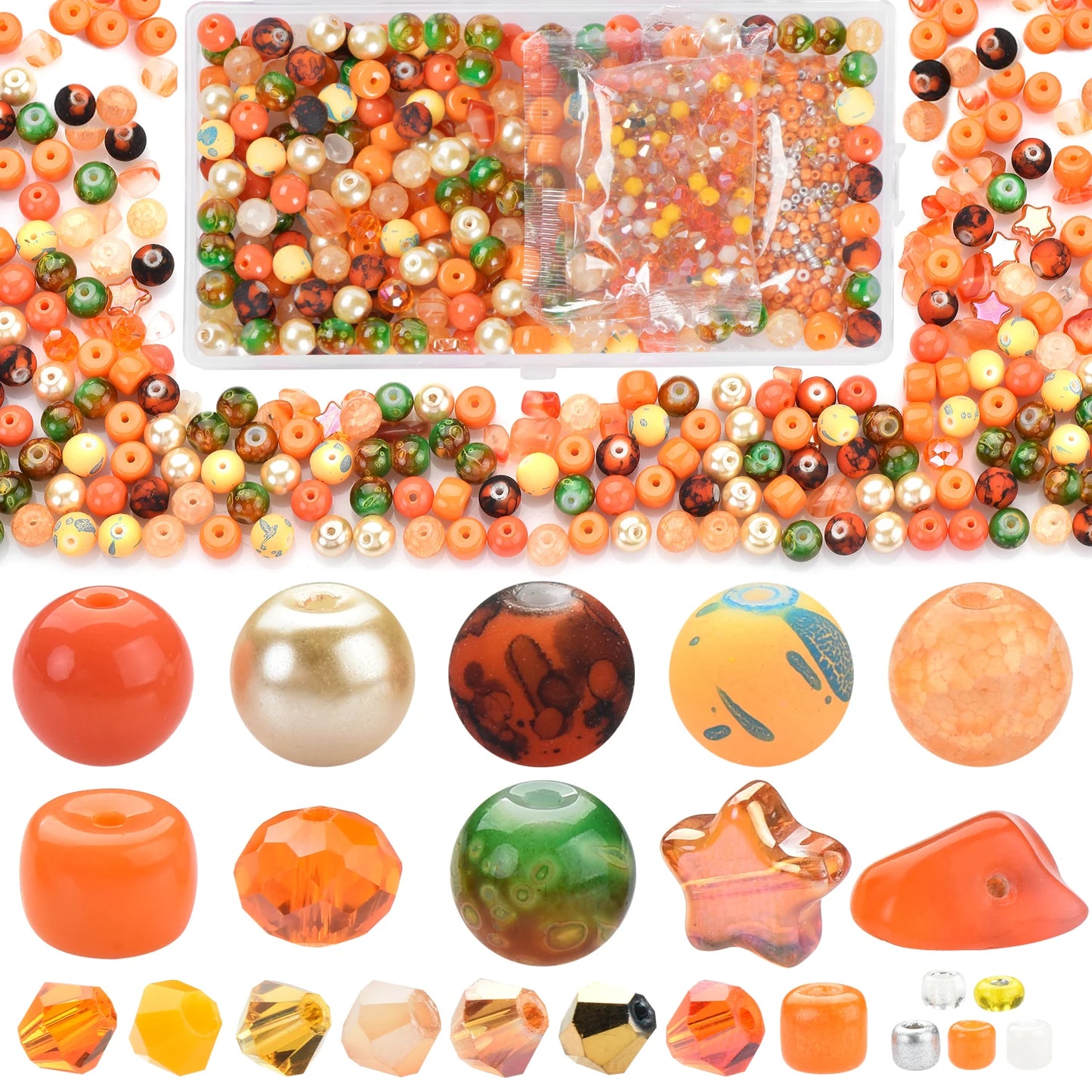 Glass Beads Jewelry Making Kit Green Color Glass Round Loose Beads