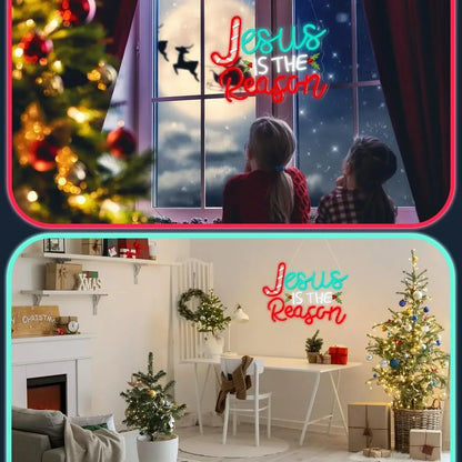 Jesus Is The Reason Neon Sign Christmas LED Neon Light Sign USB powered