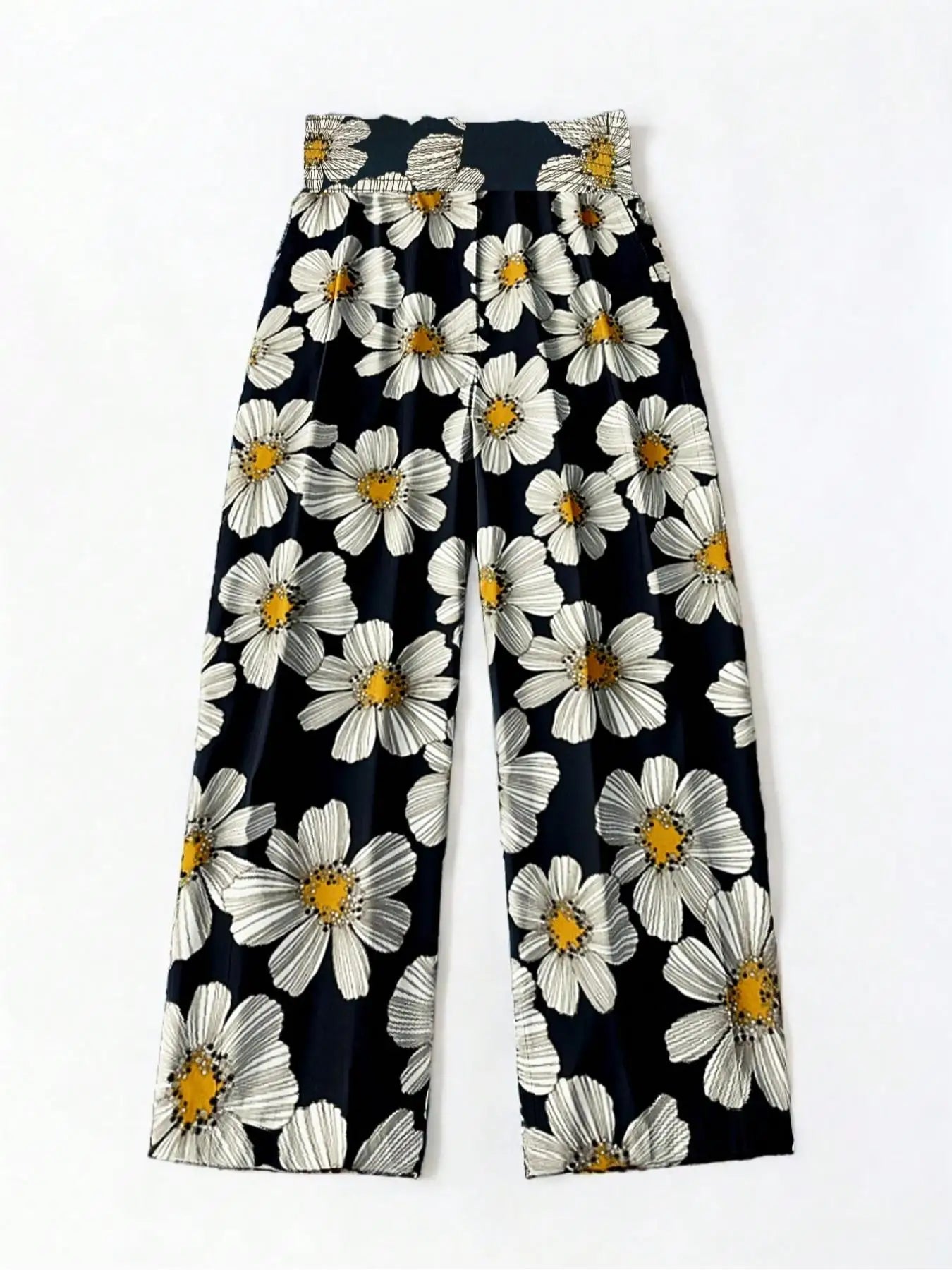 【Plus Size】 Floral Print Tie Waist Pants,