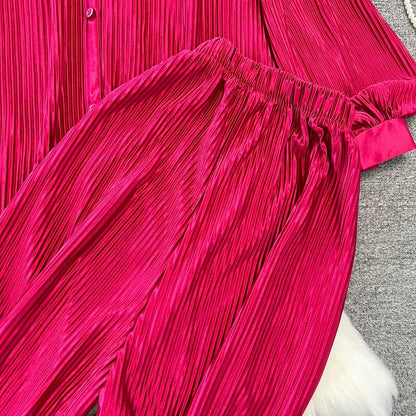 Fashion New Women Solid Casual Loose Two Pieces Set